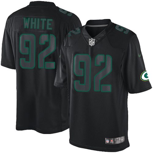 Men's Elite Reggie White Nike Jersey Black - #92 Impact NFL Green Bay Packers
